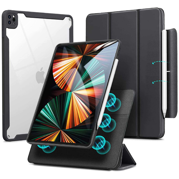 iPad Pro 12.9（第5世代）対応 フラップケース（縦横アングル） ブラック