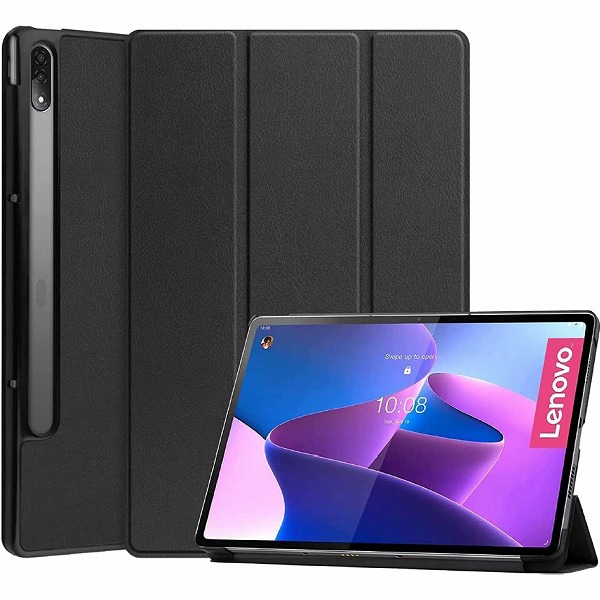 Lenovo Tab P12 Pro対応 フラップケース ブラック