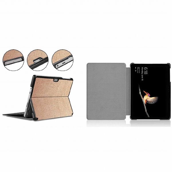 Microsoft Surface Go 3/Go 2/Go対応 フラップケース ゴールド
