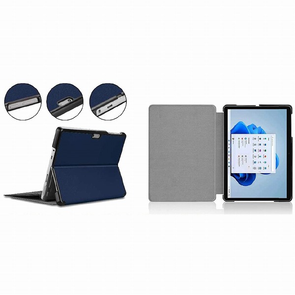 Microsoft Surface Go 3/Go 2/Go対応 フラップケース ネイビー