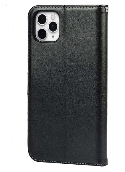 iPhone 11対応 手帳型レザーケース ブラック