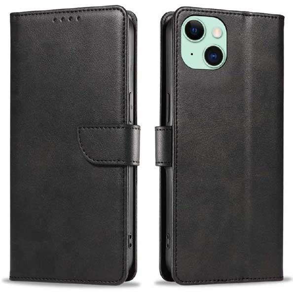 iPhone 15対応 手帳型レザーケース ブラック