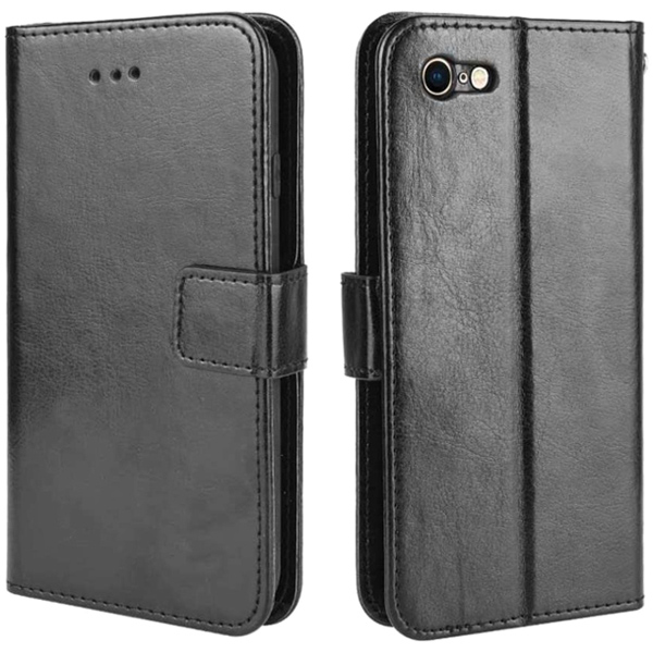 iPhone SE3・SE2・8・7対応 手帳型レザーケース ブラック