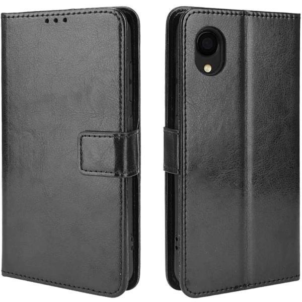 サムスン Galaxy A22 5G SC-56B対応 手帳型レザーケース ブラック