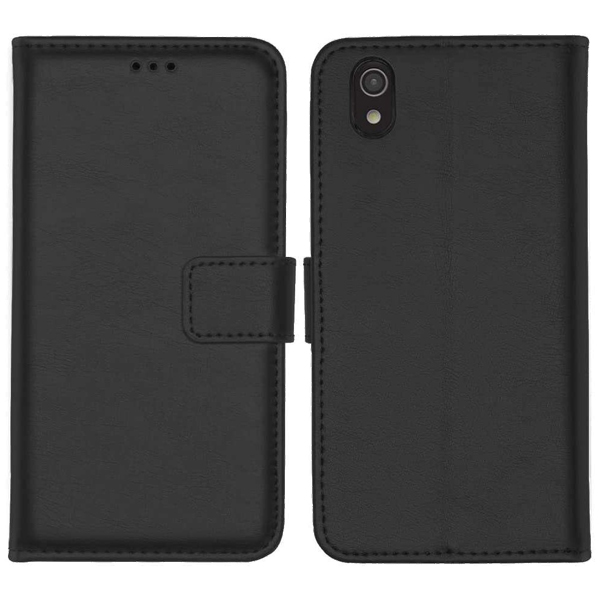 シャープ AQUOS sense SH-01K対応 手帳型レザーケース ブラック