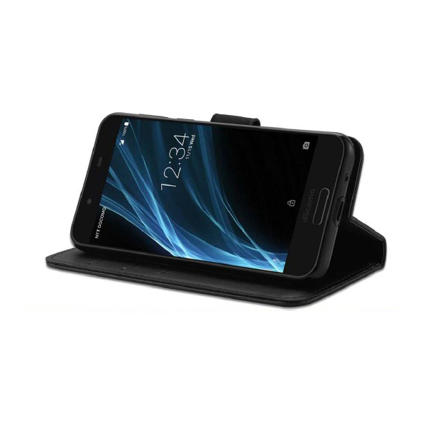 シャープ AQUOS sense SH-01K対応 手帳型レザーケース ブラック