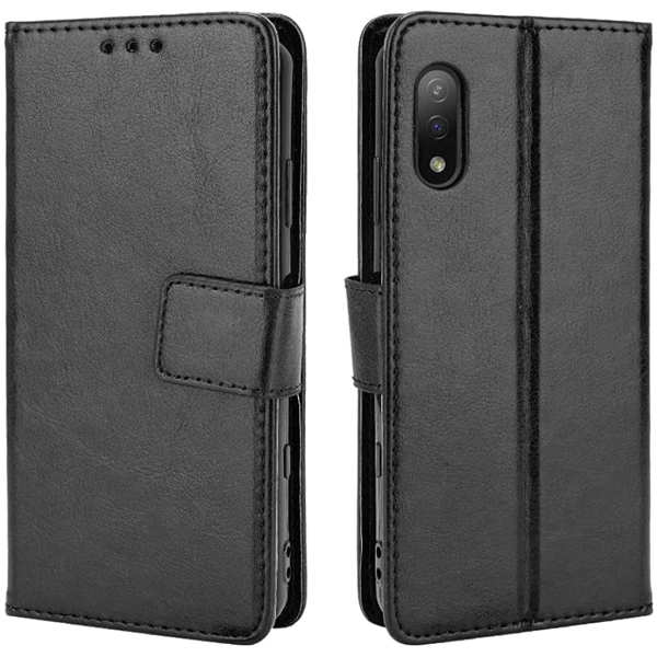 SONY Xperia Ace II SO-41B対応 手帳型レザーケース ブラック