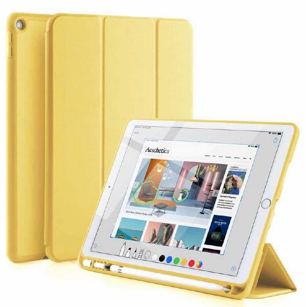 iPad 10.2（第9・8・7世代）対応 耐衝撃フラップケース イエロー