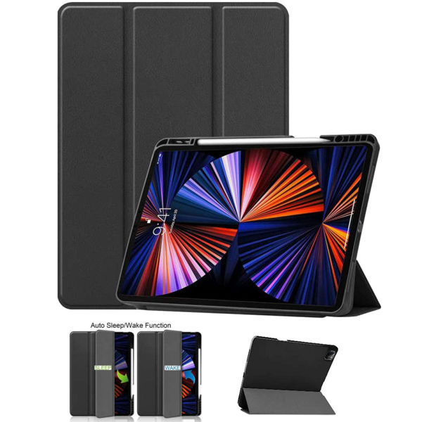 iPad Pro 12.9（第5・4世代）対応 耐衝撃フラップケース ブラック