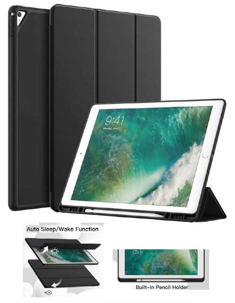 iPad Pro 12.9（第2・1世代）対応 耐衝撃フラップケース ブラック