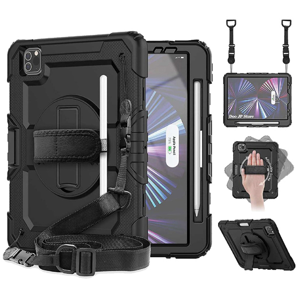 iPad Pro 12.9（第5・4世代）対応 耐衝撃ケース（画面保護付き） ブラック