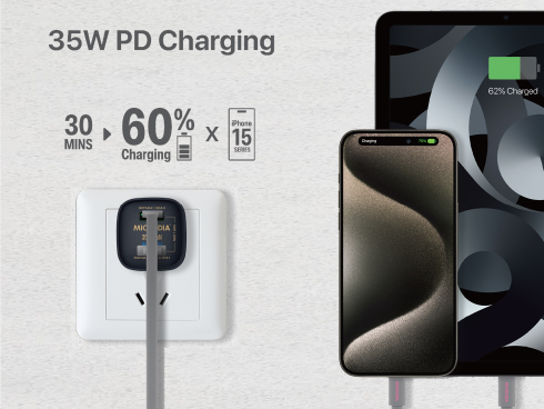 （黒）SmartCube Nano 35 w/ PPS Charging PD GaNウォールチャージャー、USB-C & USB-Aポート搭載