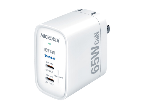 （白）SmartCube Nano 65 w/ PPS Charging 65W PD GaNウォールチャージャー、デュアルUSB-Cポート搭載