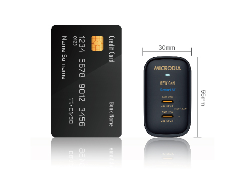 （黒）SmartCube Nano 65 w/ PPS Charging 65W PD GaNウォールチャージャー、デュアルUSB-Cポート搭載