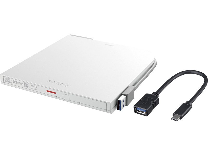 USB3.2(Gen1)対応 ポータブルBDドライブ 再生/書込ソフト添付 ホワイト