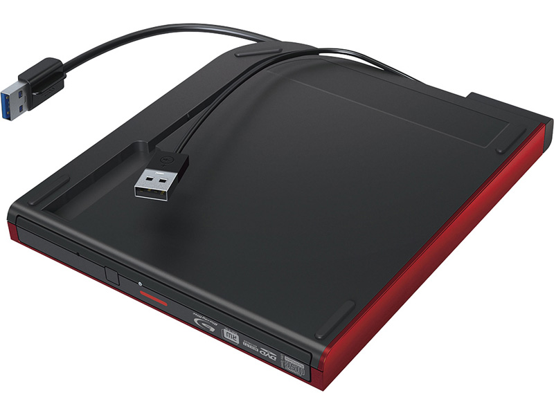 USB3.2(Gen1)対応 ポータブルBDドライブ 書込ソフト添付 レッド