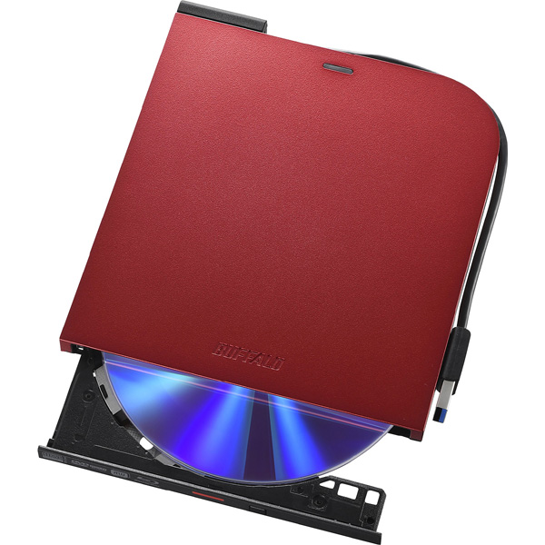 USB3.2(Gen1)対応 ポータブルBDドライブ 書込ソフト添付 レッド