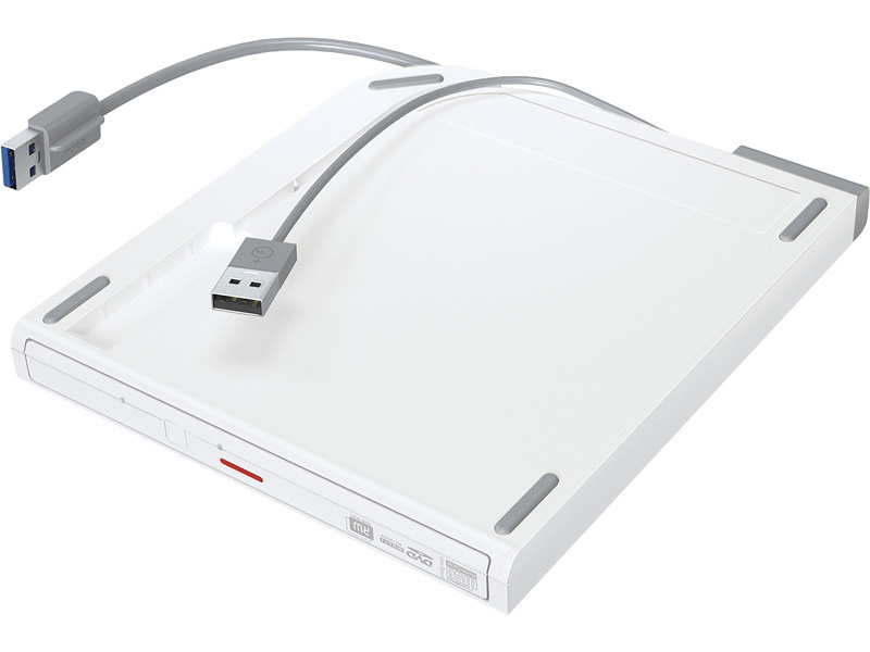 USB3.2(Gen1)対応 ポータブルDVDドライブ 書込ソフト添付 ホワイト