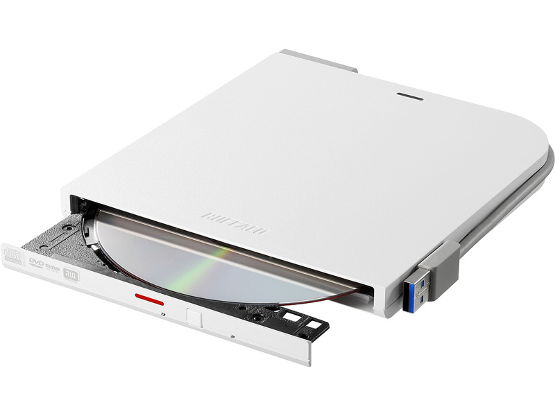 USB3.2(Gen1)対応 ポータブルDVDドライブ 書込ソフト添付 ホワイト