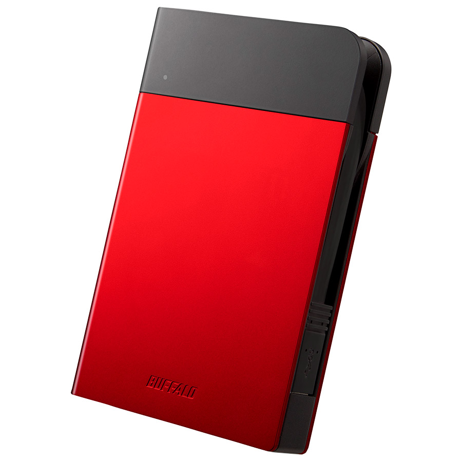 ICカード対応MILスペック 耐衝撃ボディー防雨防塵ポータブルHDD 2TB レッド