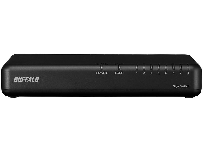Giga 8ポート スイッチングハブ 電源内蔵 プラスチック筐体 マグネット付 ブラック