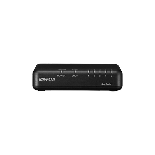 Giga5ポート スイッチングハブ 電源外付け プラスチック筐体 マグネット付属 ブラック