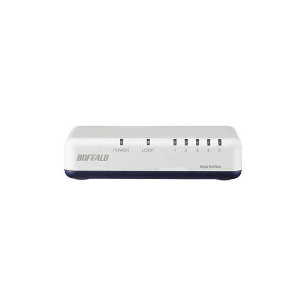 Giga5ポート スイッチングハブ 電源外付け プラスチック筐体 マグネットなし