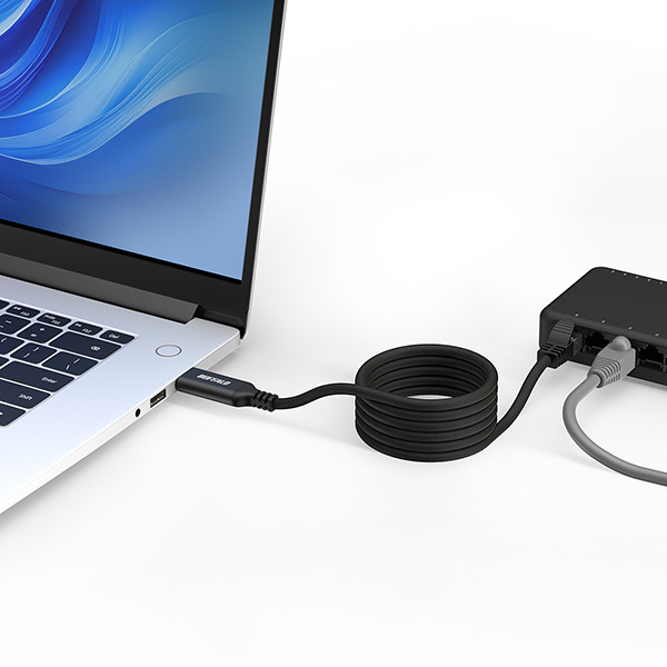 USB-C to GigaLANアダプターケーブル（マグネット結束モデル） 1.0m ブラック