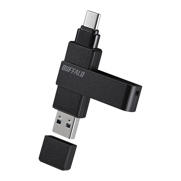 USB3.2(Gen1)対応 Type-A/C両対応 回転式USBメモリー 64GB ブラック