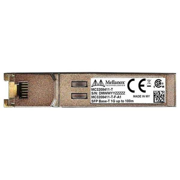 Mellanox module、ETH 1GbE、1Gb/s、SFP、Base-T、up to 100m