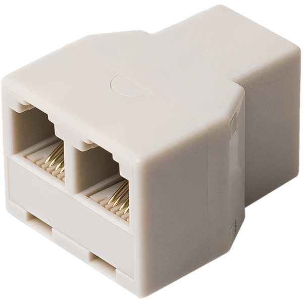 6極4芯 電話機コード分配アダプタ ケーブル接続タイプ ホワイト