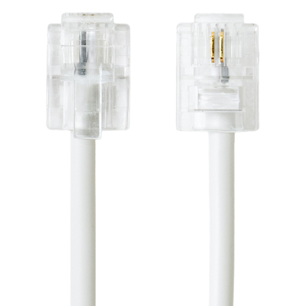 6極2芯 電話機コード ホワイト 3m