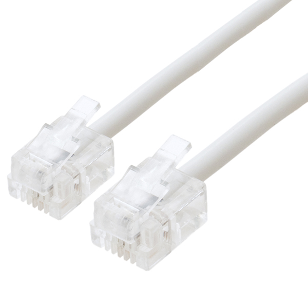 6極2芯 電話機コード ホワイト 10m