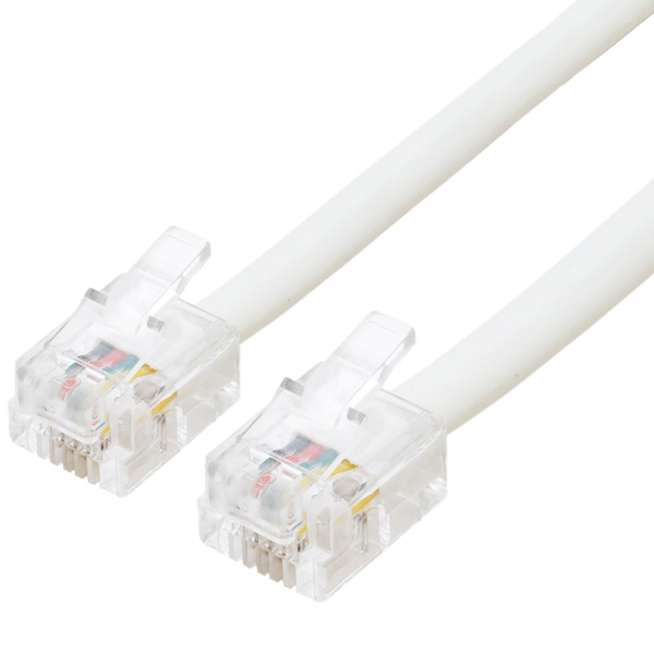 6極4芯 電話機コード 3m ホワイト