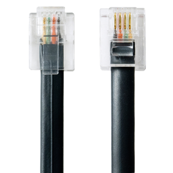 6極4芯 電話機コード 10m ブラック