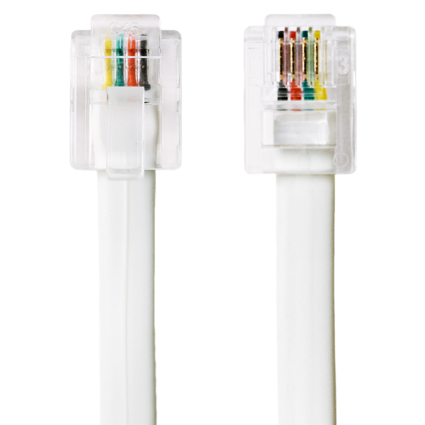 6極4芯 電話機コード 10m ホワイト