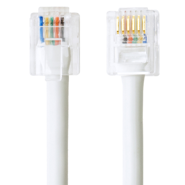 6極6芯 電話機コード 3m ホワイト