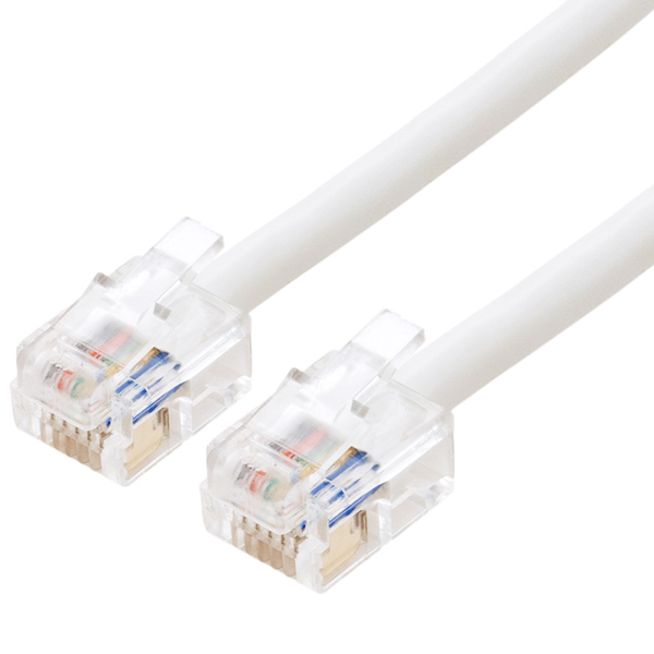 6極6芯 電話機コード 5m ホワイト