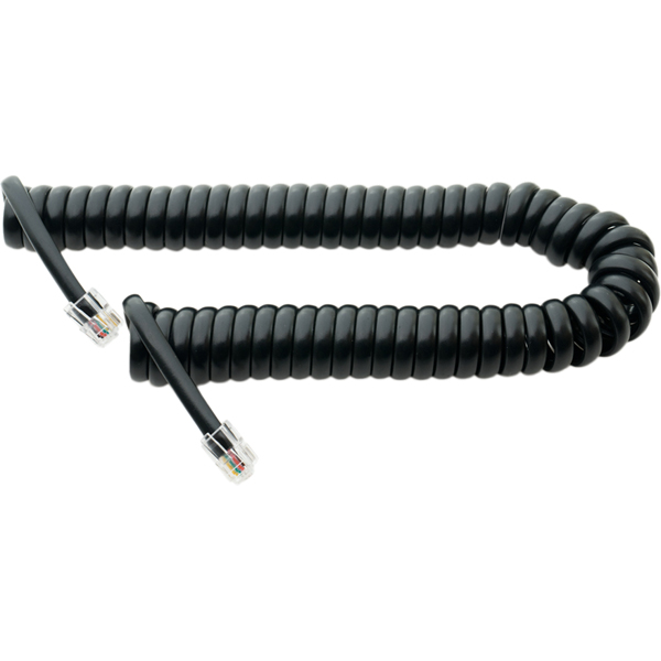 4極4芯 受話器用カールコード 0.3m クロス結線 ブラック