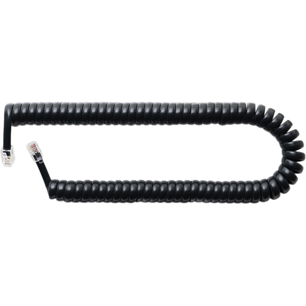 4極4芯 受話器用カールコード 0.3m ストレート結線 ブラック