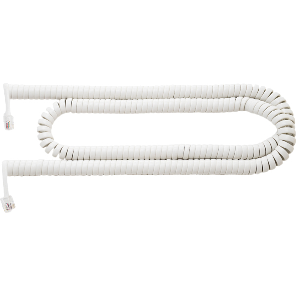 4極4芯 受話器用カールコード 1.0m クロス結線 ホワイト