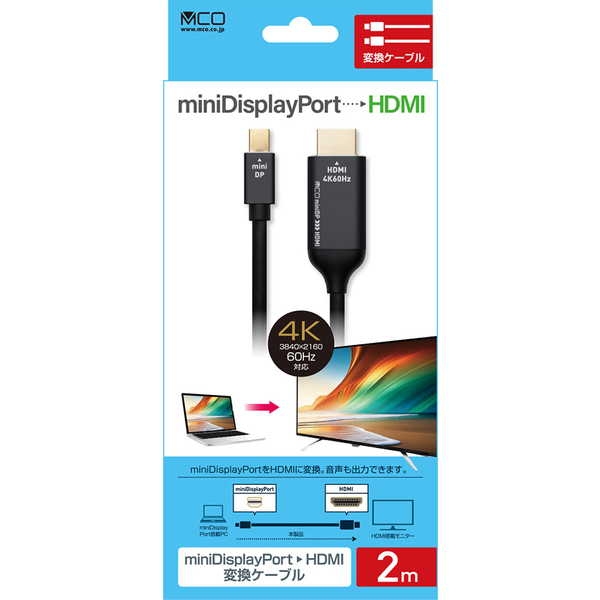 miniDisplayPort - HDMI 変換ケーブル 2m 4K60Hz