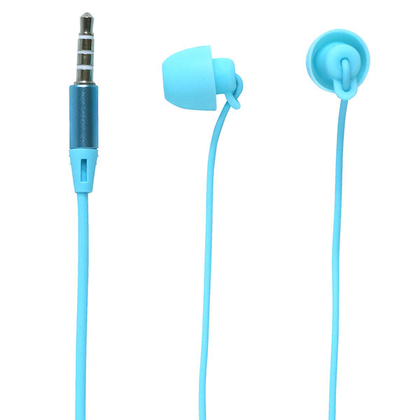 ハンズフリー通話対応 シリコン製寝転びイヤホン 青