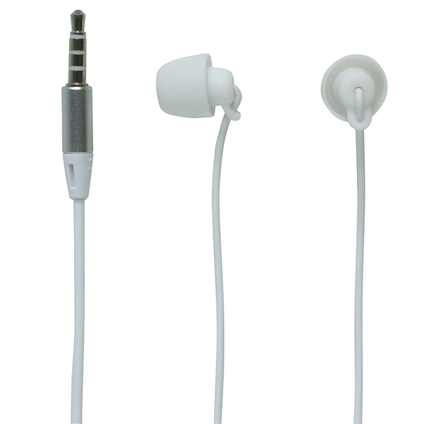 ハンズフリー通話対応 シリコン製寝転びイヤホン 白