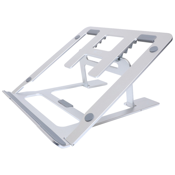 ノートパソコン用折りたたみアルミスタンド シルバー