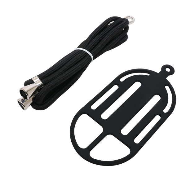 ストラップ＋スマートフォンホルダー 首掛け・ななめ掛け両対応 ブラック×ブラック