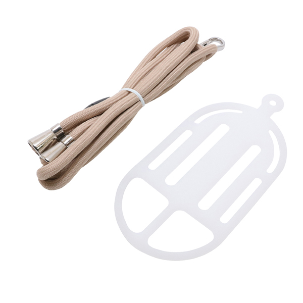 ストラップ＋スマートフォンホルダー 首掛け・ななめ掛け両対応 クリア×ベージュ