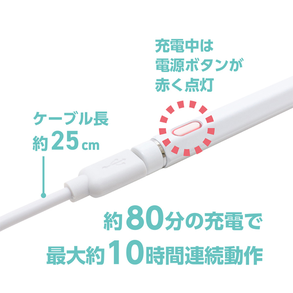 iPad専用タッチペン パームリジェクション機能搭載 ホワイト