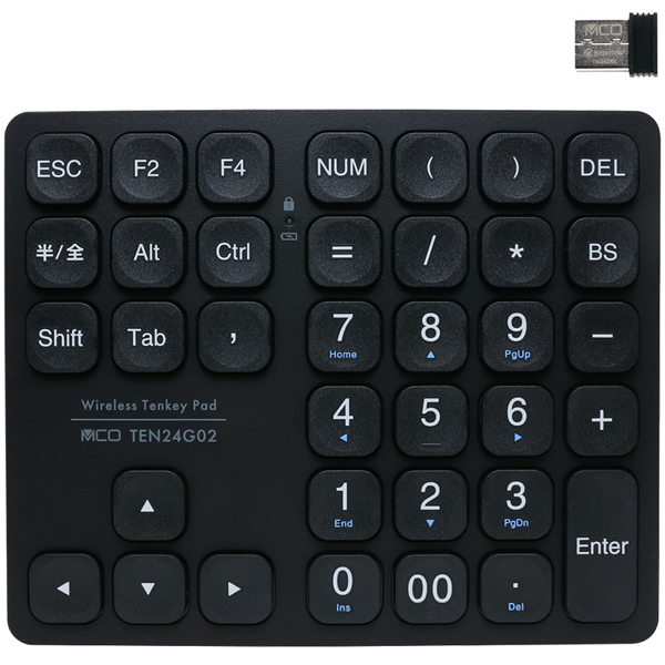 2.4GHz 方向キー付 ワイヤレステンキー ブラック