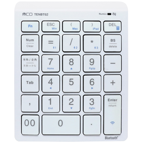 Bluetooth5.0対応 ワイヤレステンキー ホワイト